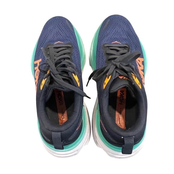 Hoka Bondi 8 Women Navy Orange Teal Running Shoes W 7.5 B 1127912 OSBB - Picture 4 of 8